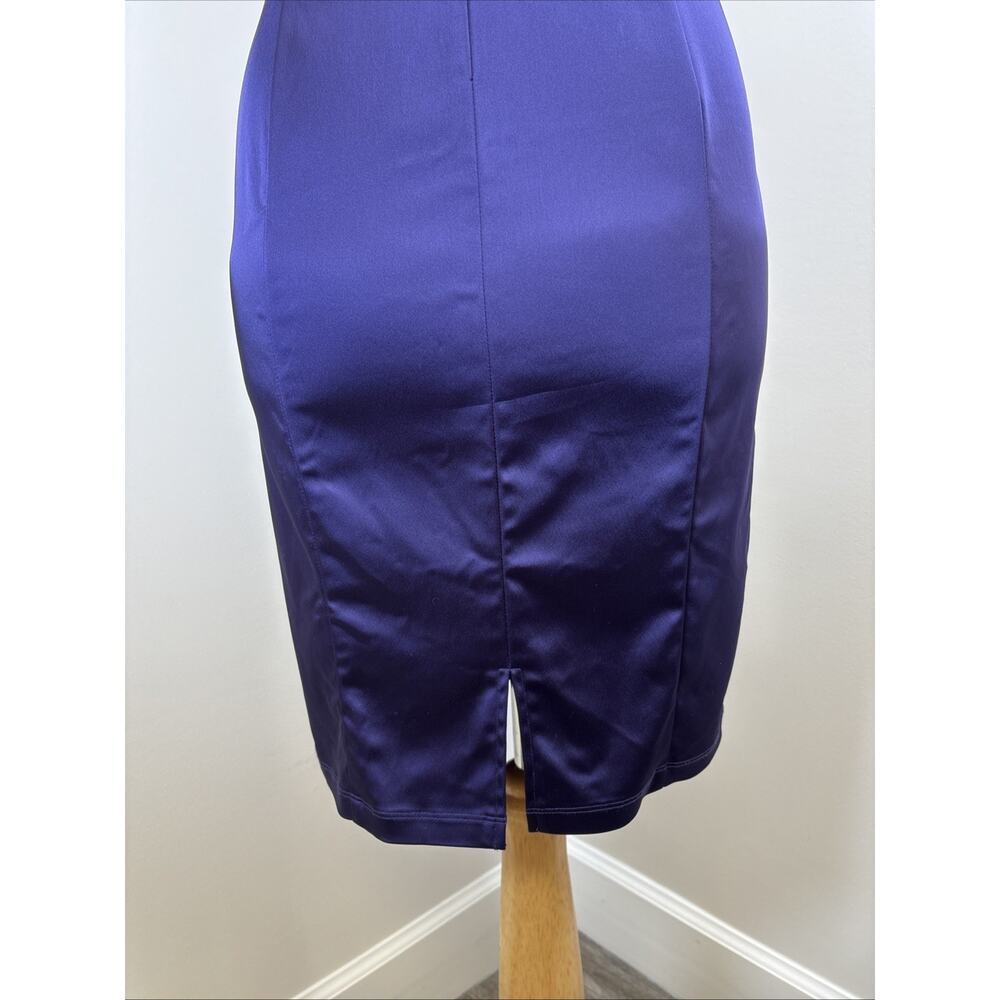 Calvin Klein Royal Purple Dark Romantic Whimsigoth Satin Ruched Stretch Dress 6 - Picture 6 of 14